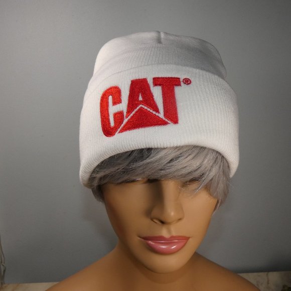 Caterpillar - CAT logo Knit Cap Beanie White and Red - Picture 9 of 9
